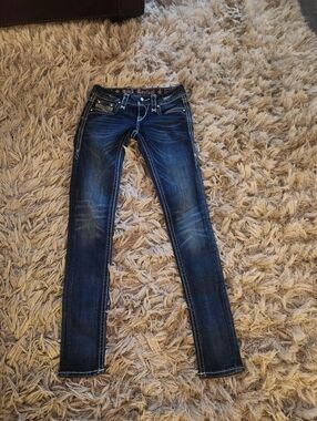 Rock Revival Blue Skinny Jeans with Contrast Stitching